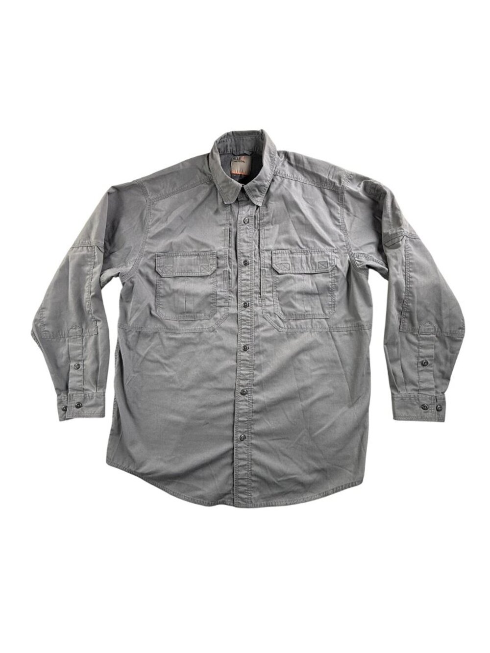 5.11 Tactical Shirt Mens Large Gray Solid Button Up Long Sleeve Vented Concealed